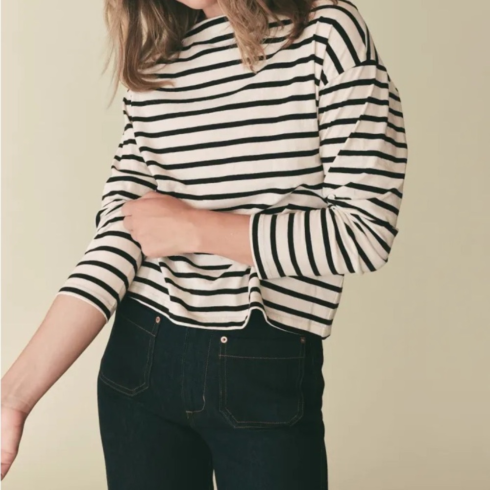 Doen IRENE TEE -- BLACK NEWPORT STRIPE